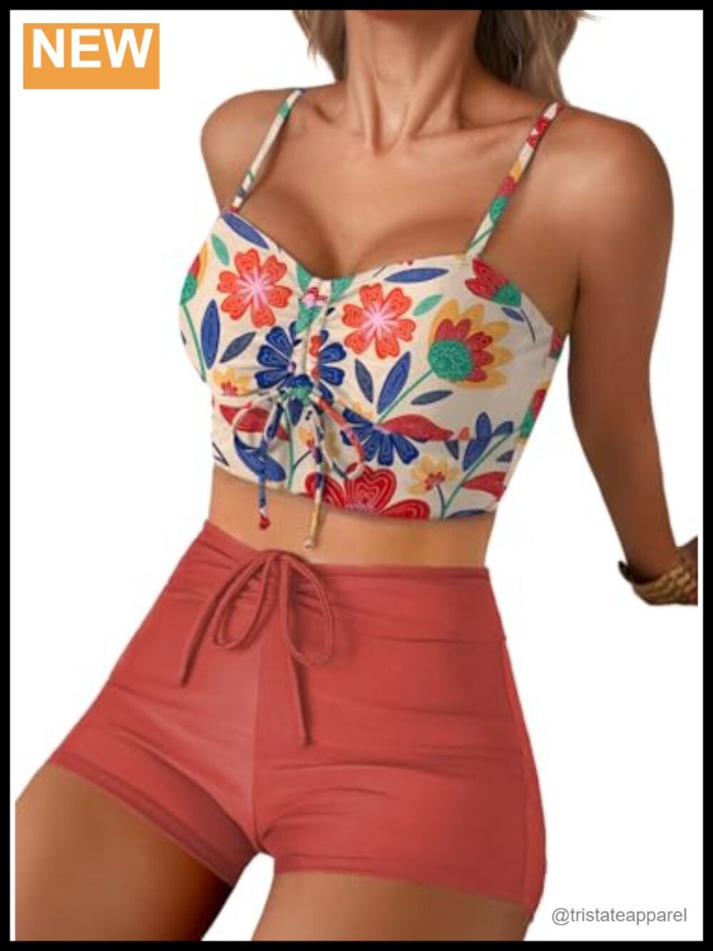 Herseas High Waisted Bikini Set Womens Tummy Control Swim Shorts 2 Piece